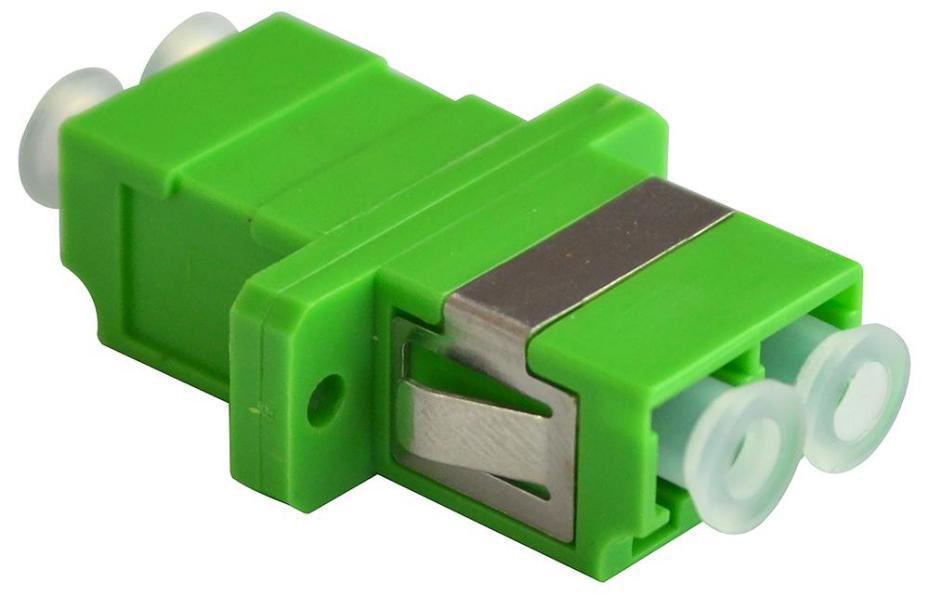 Single Mode Fibre Optical Green Duplex LC APC Socket to Duplex LC APC Socket Coupler Adaptor, Flange - BFC-LCA-DX-F