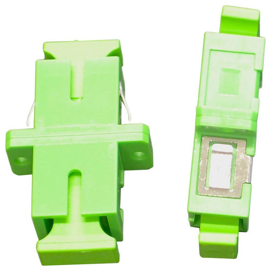 Single Mode Fibre Optical Green Simplex SC APC Socket to Simplex SC APC Socket Coupler Adaptor Coupler, Flange and Shutter - BFC-SCA-FS