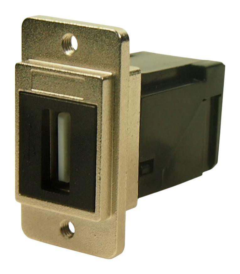 Dual Entry Slim USB 2.0 Type A Socket to USB 2.0 Type A Right Angle Socket, Nickel Frame, M3 Holes - CP30754M3
