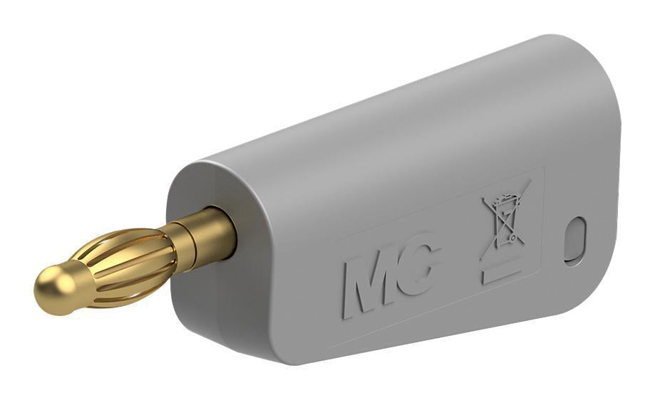 4mm Stackable Banana Plug with Spring Loaded Multilam, 60V DC, 32A, Grey - 64.1045-28