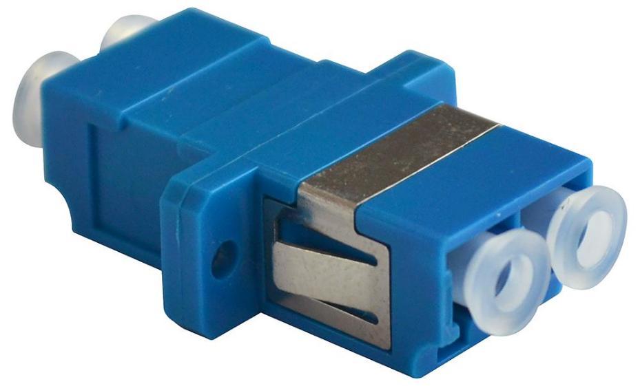 Single Mode Fibre Optical Blue Duplex LC UPC Socket to Duplex LC UPC Socket Coupler Adaptor, Flange - BFC-LCU-DX-F