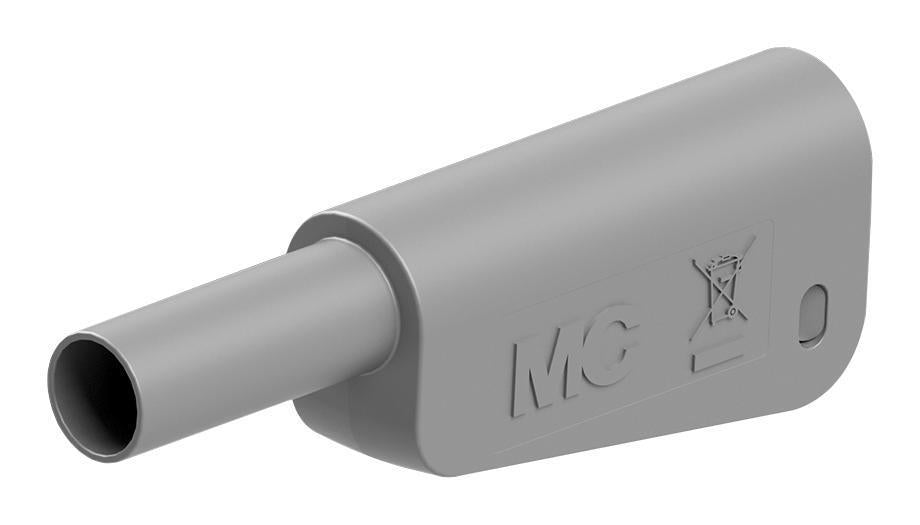 4mm Stackable Banana Plug with Spring Loaded Multilam, 1kV, 32A, Grey - 66.2024-28