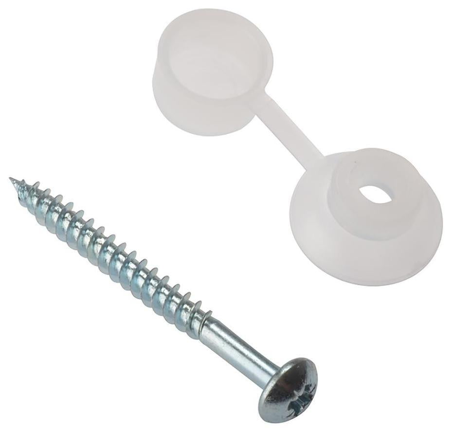 5mm x 50mm Corrugated Roofing Screws & Screw Caps, 10 Pack - 10CRSC