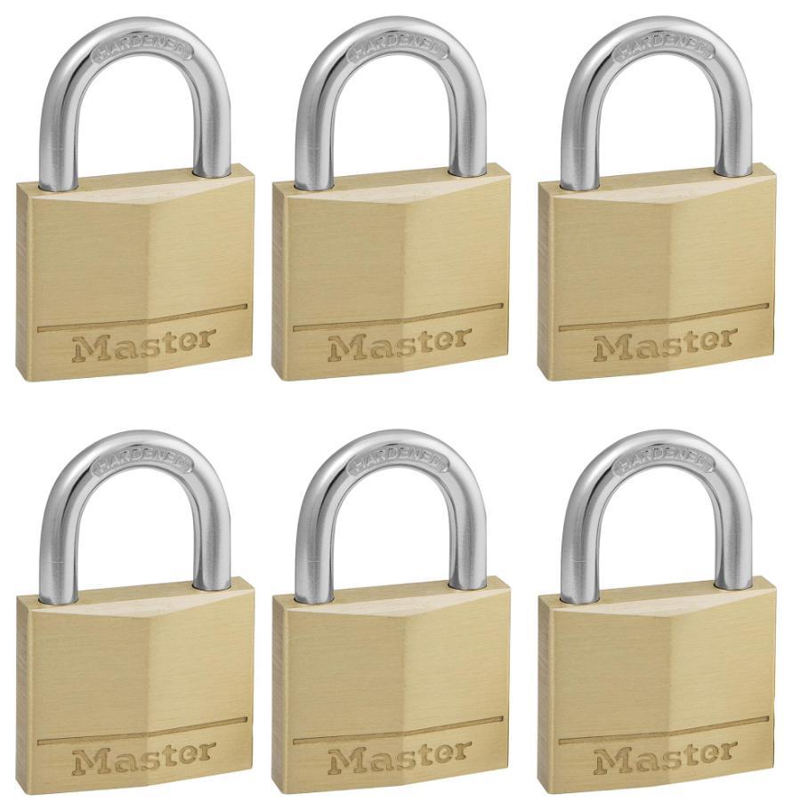 40mm Brass Padlocks, 6 Pack - 140EURSIX