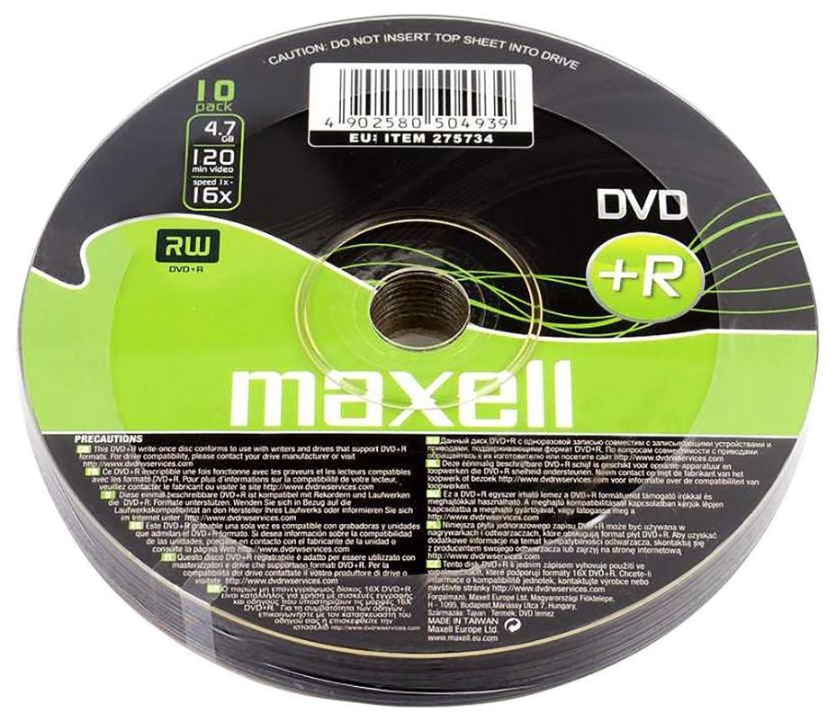16x Speed DVD+R Blank DVDs, 10 Pack Shrink - 275734