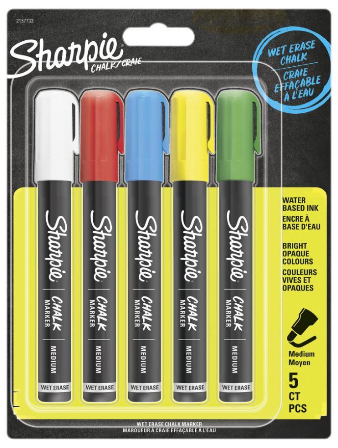 Bullet Tip Chalk Markers, Assorted 5 Pack - 2157733