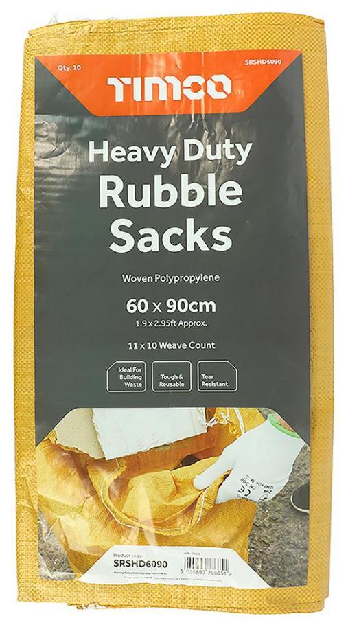 600mm x 900mm Heavy Duty Rubble Sacks, 10 Pack - SRSHD6090
