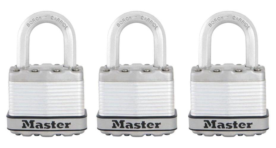 45mm Steel Heavy Duty Padlocks, 3 Pack - M1EURTRI