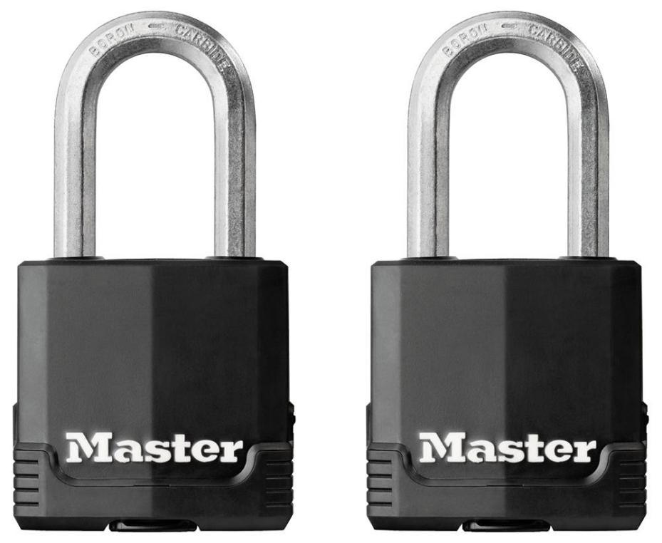49mm Covered Laminated Steel Heavy Duty Padlocks with 38mm Long Shackles, 2 Pack - M115EURTLF