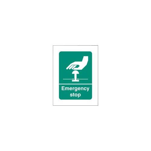 SIGN, EMERGENCY STOP, RIGID PLASTIC , 16005A