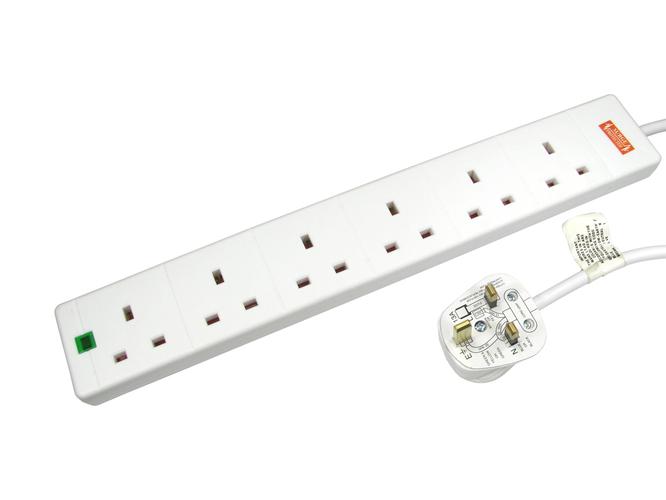 6 Way 2 Metres Surge Protected Extension