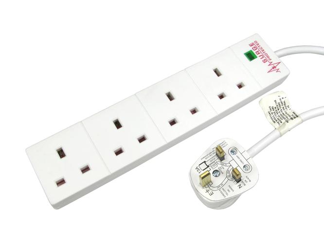 5 Metres 4 Way Mains Extension Block With Surge Protection