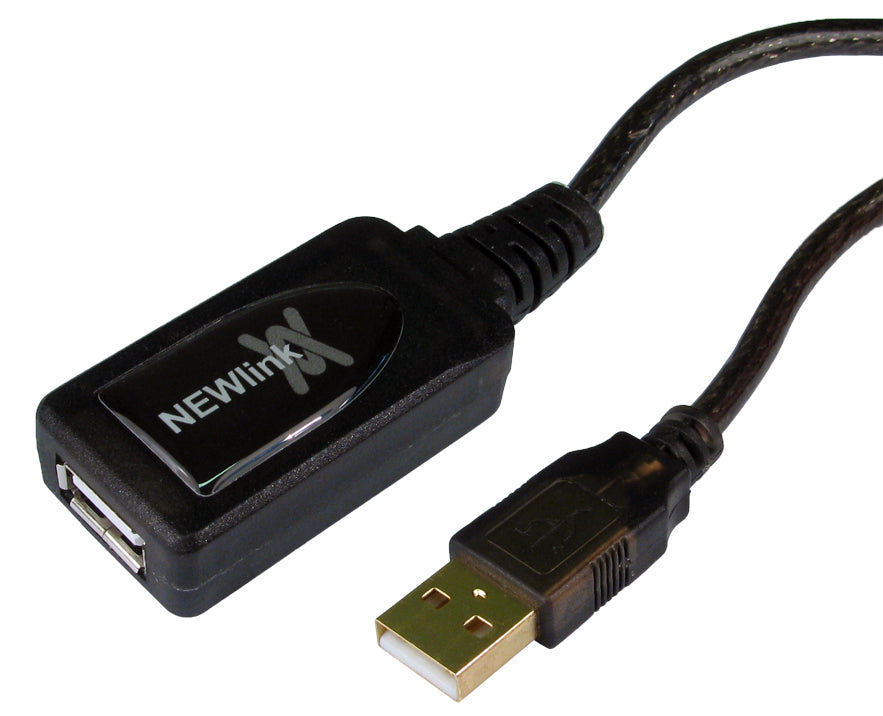12 Metres USB 2.0 AM-F BOOSTED BLACK EXTENSION CABLE
