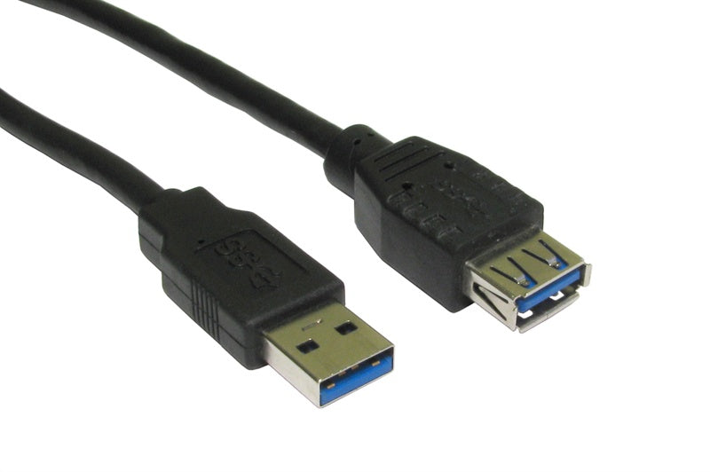 5 Metres USB 3.0 A M - A F BLACK EXTENSION CABLE LEAD