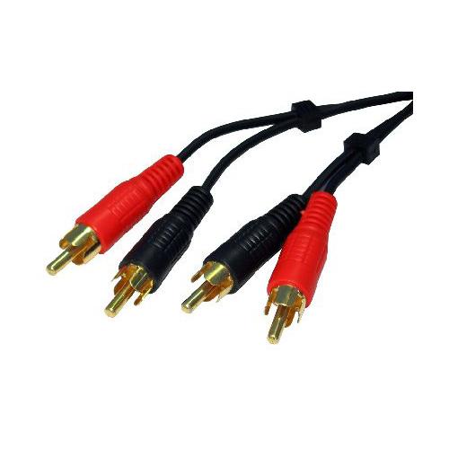 2 RCA Phono Male to Twin RCA Phono Male Cable, Gold - 0.5Metres