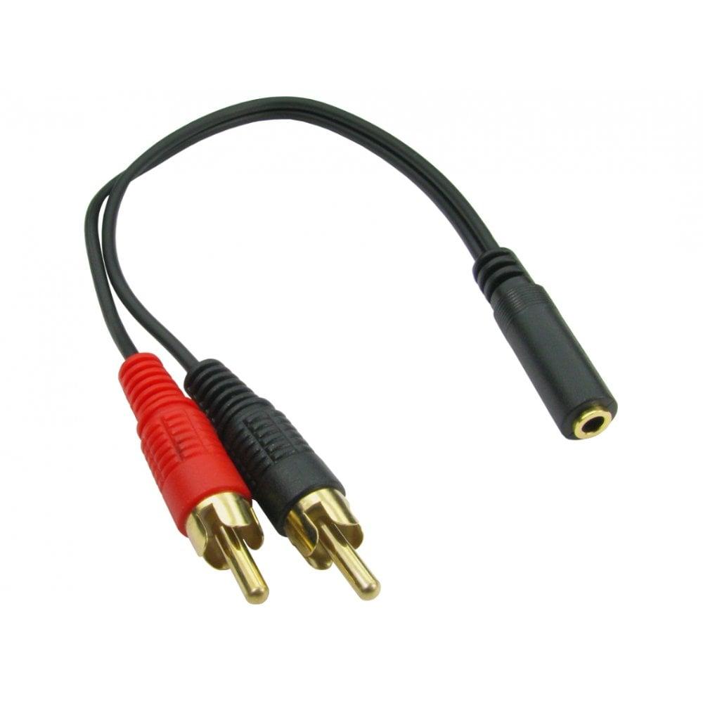 0.2m 3.5mm (F) to 2 RCA (M) Stereo - Gold Pins