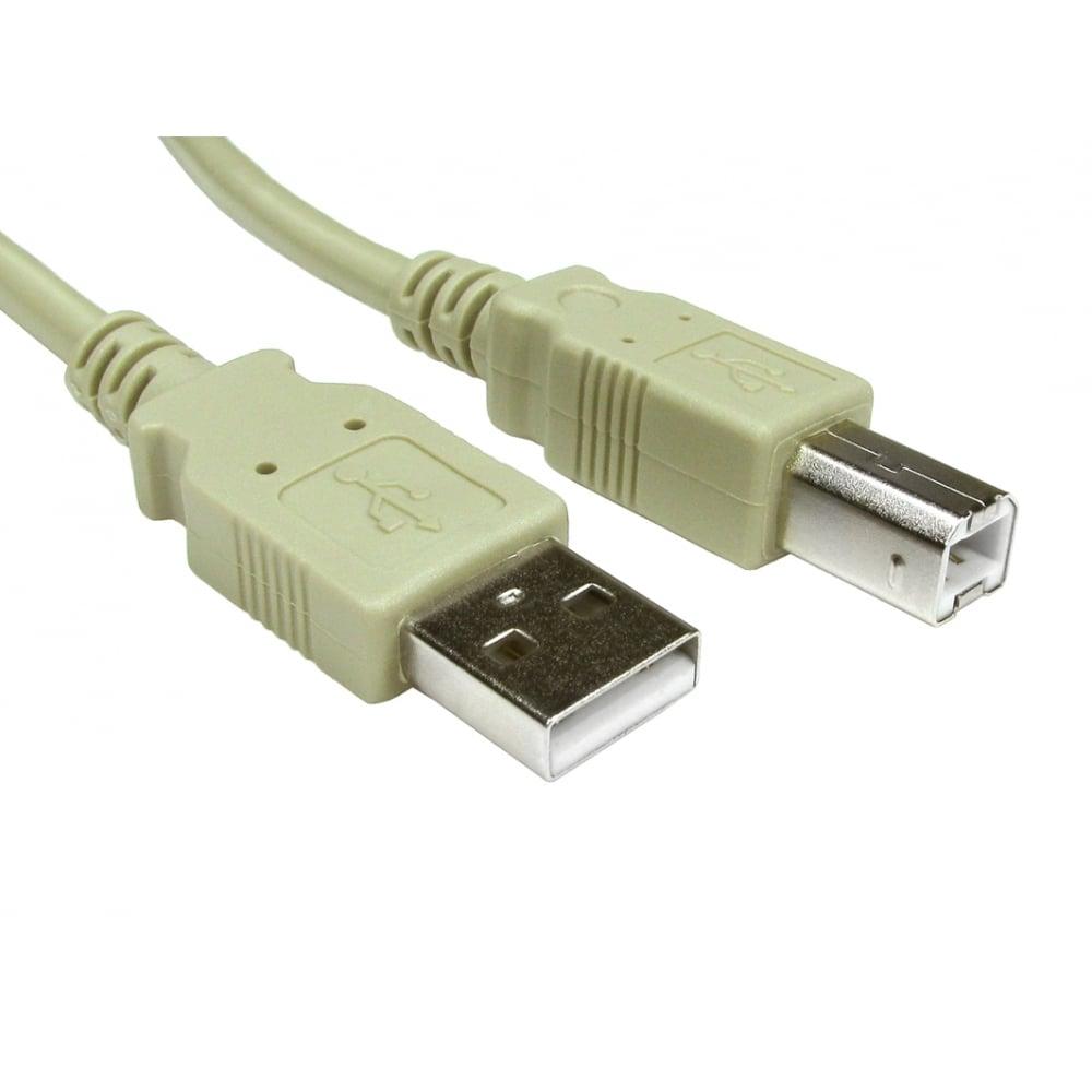 2m USB 2.0 Type A (M) to Type B (M) Data Cable - Beige
