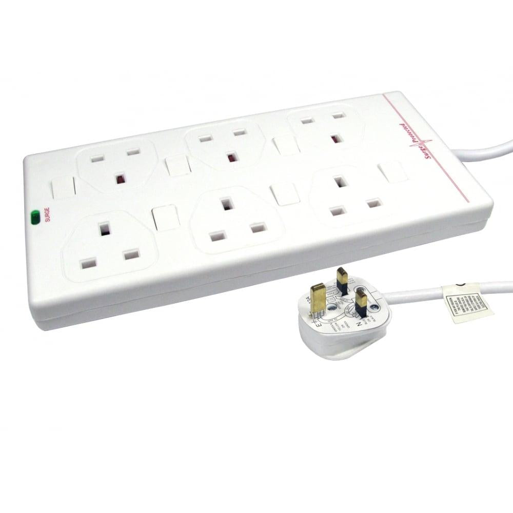 5m Individually Switched UK Power Extension - 6 Ports