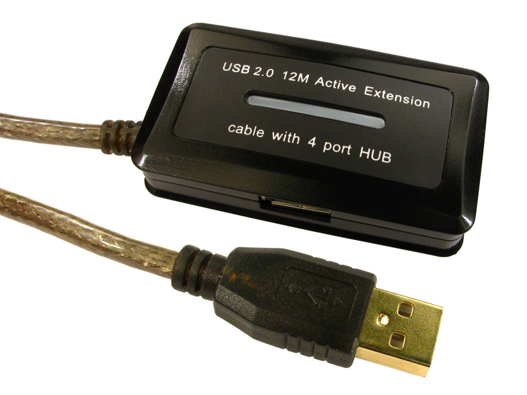 12mtr usb 2.0 am-f boosted extension cable+4 port hub