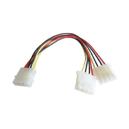 15CM 4 PIN MOLEX MALE - 2 X 4 PIN MOLEX FEMALE