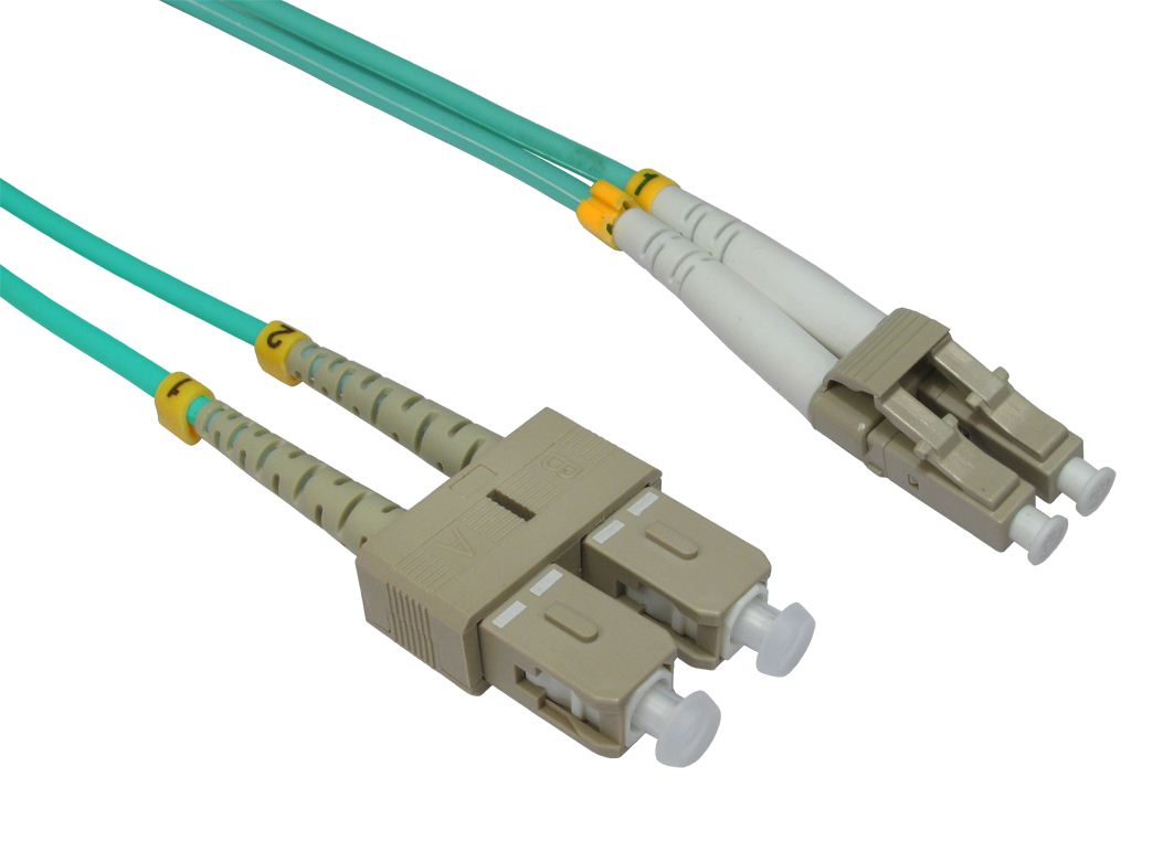 1 Metre LC-SC 50/125 MMD OM3 Fibre Optic Patch LEAD Cable - AQUA