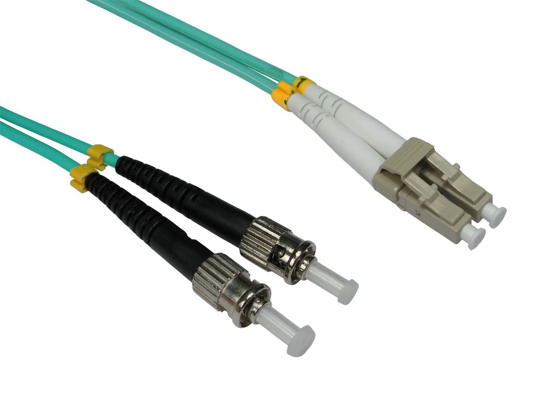 1 Metre LC-ST 50/125 MMD OM3 Fibre Optic Patch LEAD Cable - AQUA