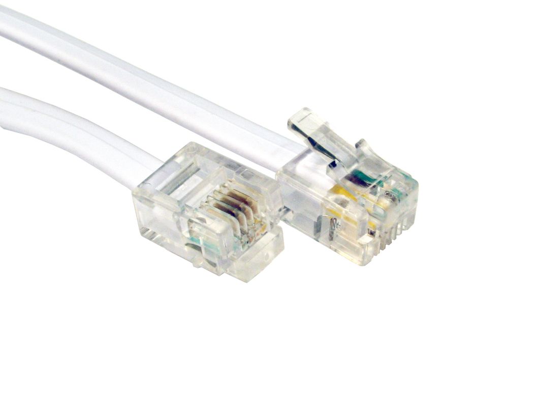 15 Metres WHITE RJ11-RJ11 ADSL MODEM CABLE LEAD 6P4C