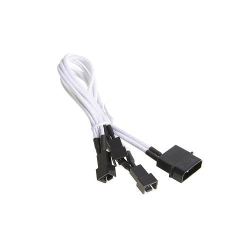 BFAMSCM33F12VWKRP BitFenix Alchemy Molex to 3pin x3 Fan adaptor 12V 20cm White