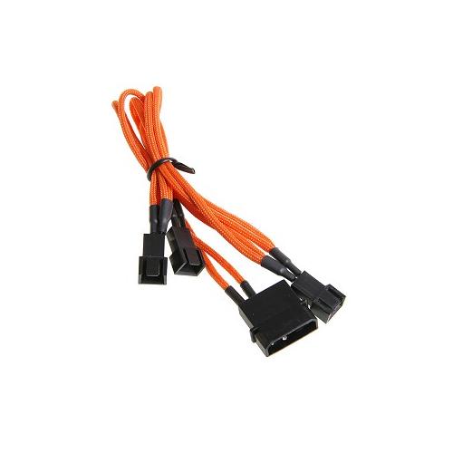BFAMSCM33F12VOKRP BitFenix Alchemy Molex to 3pin x3 Fan adaptor 12V 20cm Orange