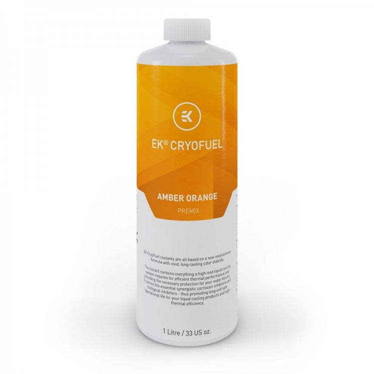 EK Water Blocks EK-CryoFuel Amber Orange 1 Litre Premix Fluid