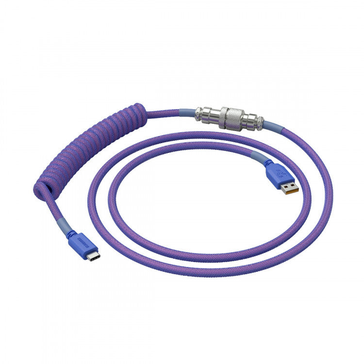 Glorious PC Gaming Race Coiled Cable Nebula USB-C to USB-A Braided 1.37m Purple