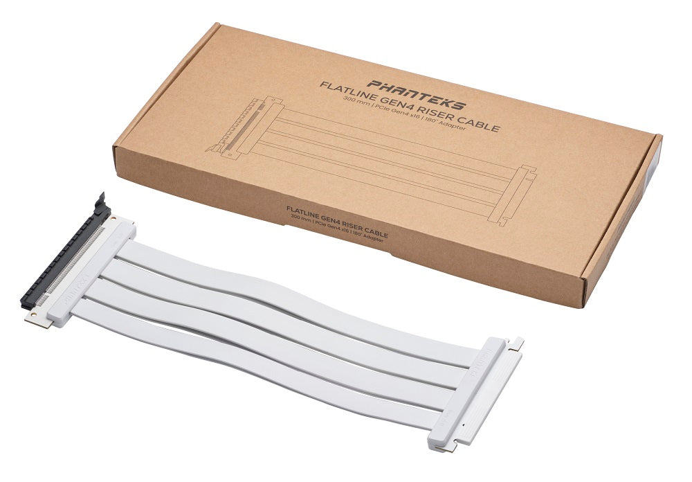 Phanteks 300 mmFlatline PCI-E 4.0 x16Riser Cable 90 Adapter - White