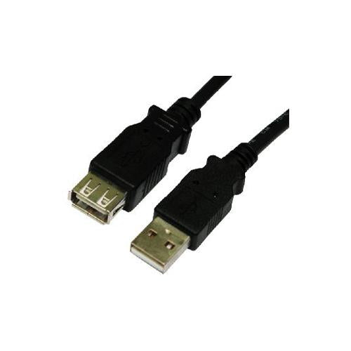 USB Extension Lead Cable A Male - Female Black 2 Metres