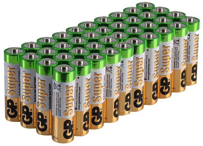 BATTERY, ALKALINE AA 1.5V PACK 40 , GP BATTERIES , GP15A-40