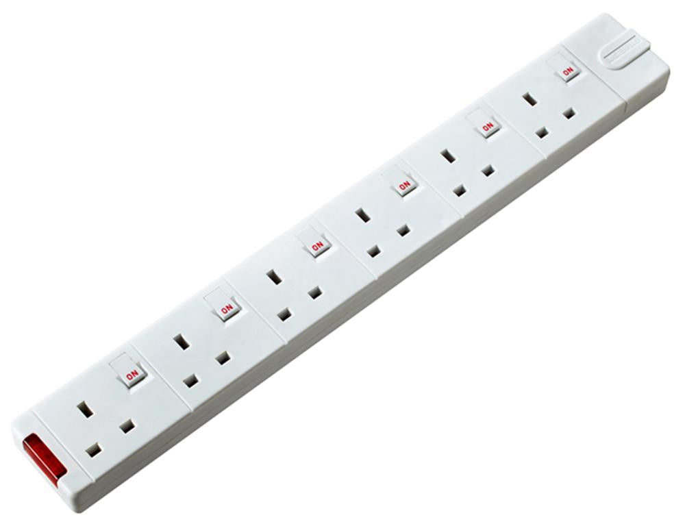 Masterplug - SWG6 - Trailing Socket 13a 6g + Neon Switched