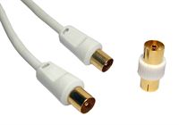 Coaxial  TV/AV Aerial Cable Male to Male 5m + coupler