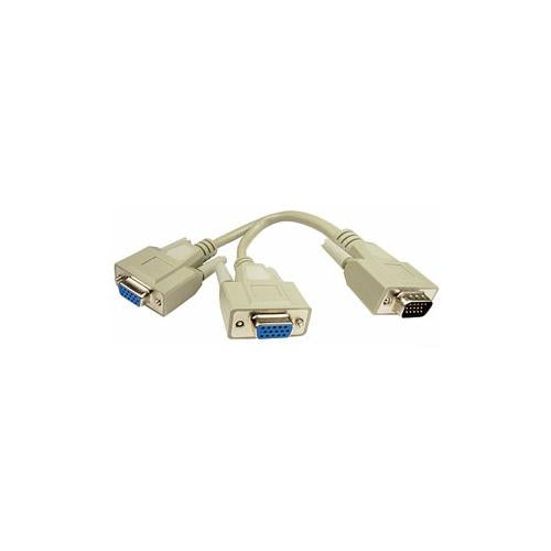 1 PC to 2 VGA SVGA Monitor Y Splitter Cable / Lead