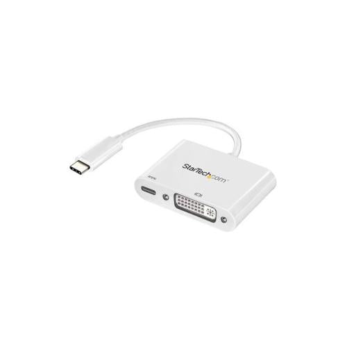 StarTech USB C to DVI Adapter with Power Delivery White USB-C Adapter DVI