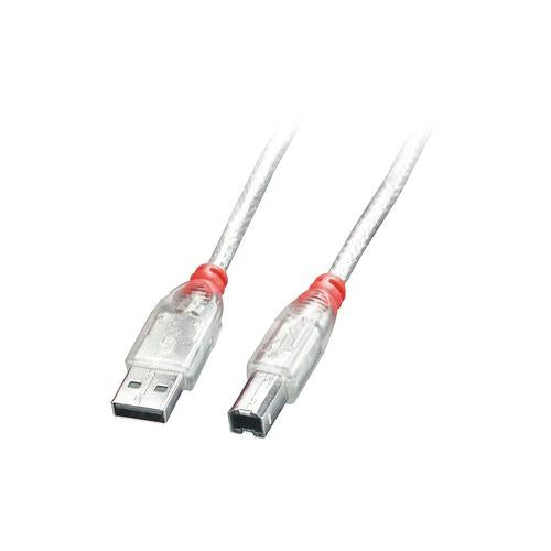 0.2M USB 2.0 CABLE TRANSPARENT TYPE A MALE TO TYPE B MALE - 41750