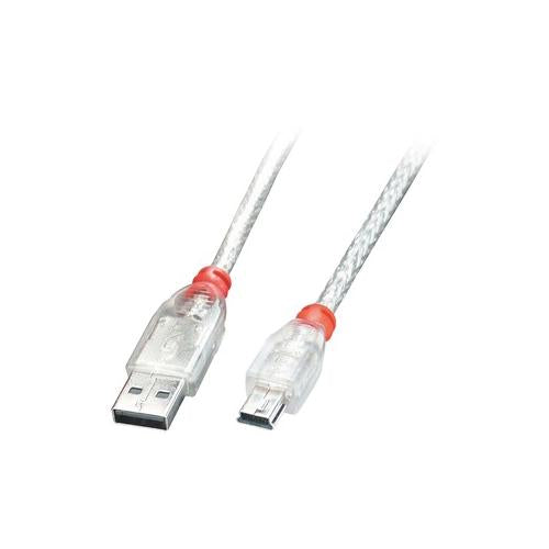 0.2M USB 2.0 CABLE TRANSPARENT TYPE A MALE TO MINI B MALE - 41780