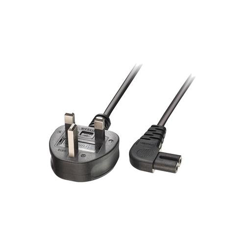 0.5M MAINS POWER CABLE UK 3PIN PLUG TO RIGHT ANGLED IEC C7 - 30454
