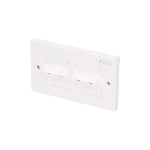 4 Port Cat6 Angled Face Plate Double Rj45 / Idc Terminat