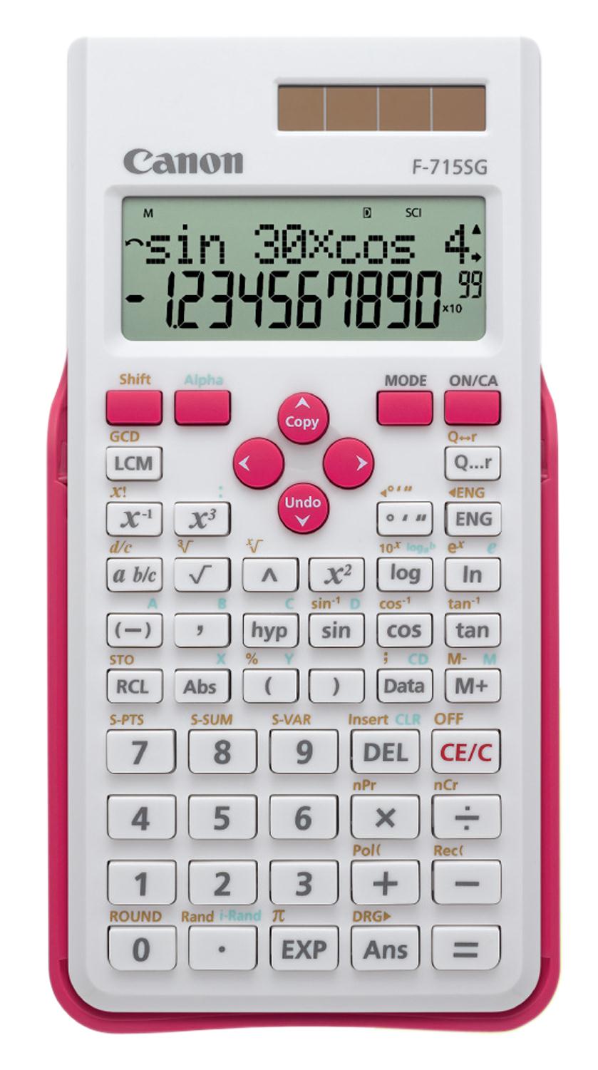 5730B002 Canon F-715SG 2 Line 10+2 Digits Scientific Calculator White with Pink