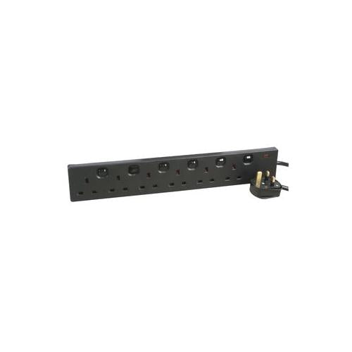 1268 (1N) 5M Black Pro Elec - Extension Lead 6 Gang 5M Black