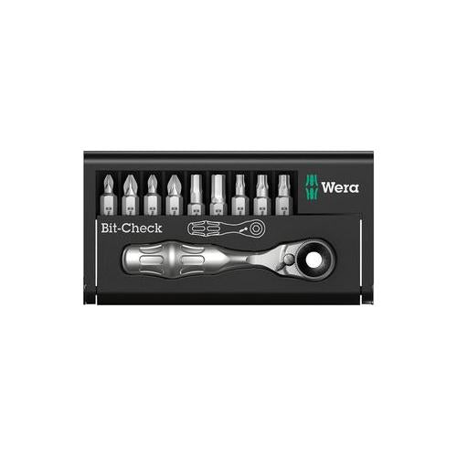 073645 Wera Ratchet Bit Set , 1/4" , Mini , 10Pc