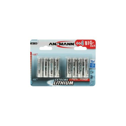 1512-0012 Ansmann Battery , Extreme Lithium AA 8 Pack