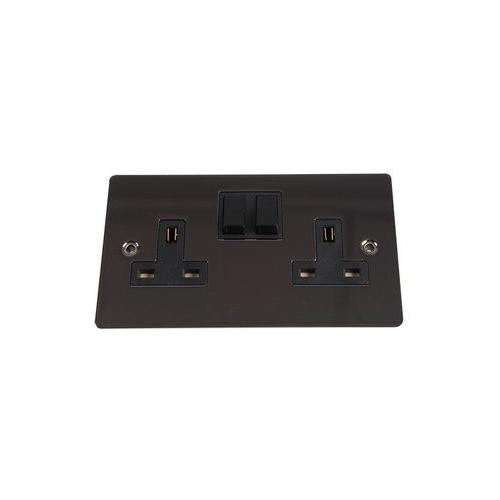 GB6:VX3500BN/D Volex 2G DP Switched Socket Black Nickel