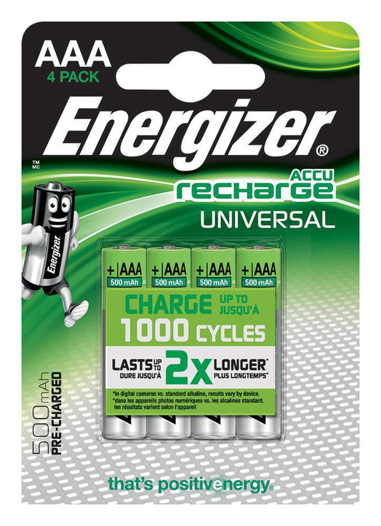 638624 Energizer Battery, Pre-Ch Nimh Aaa 500Mah 4Pk
