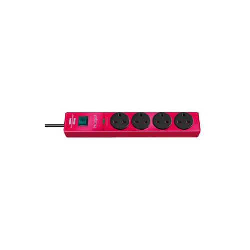 1150613374 Brennenstuhl Extension Skt+Surge 4 Way Runin Red 2M
