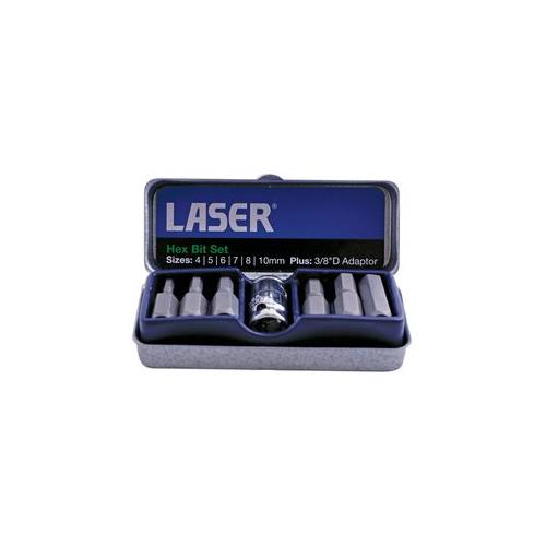 593 Lazer Hex Bit Set, 3/8"D, 7Pc